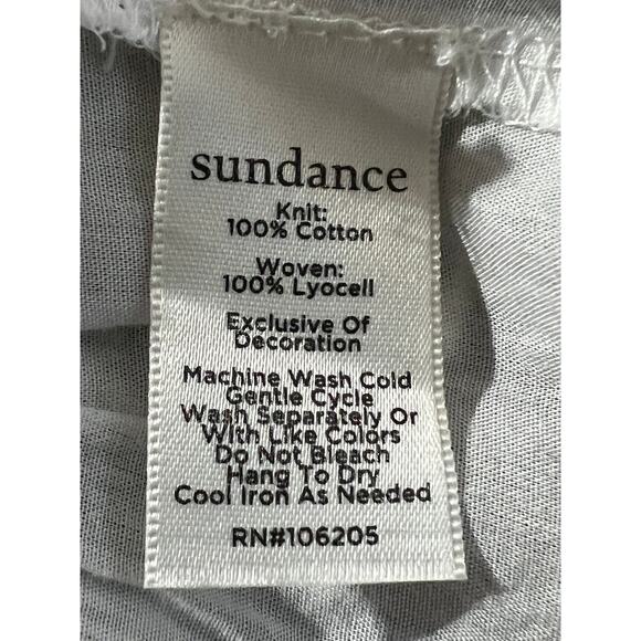 SUNDANCE WOMENS TOP SZ MEDIUM LACE DETAIL RUFFLED PEPLUM HEM COTTON WHITE BLOUSE - Picture 8 of 9